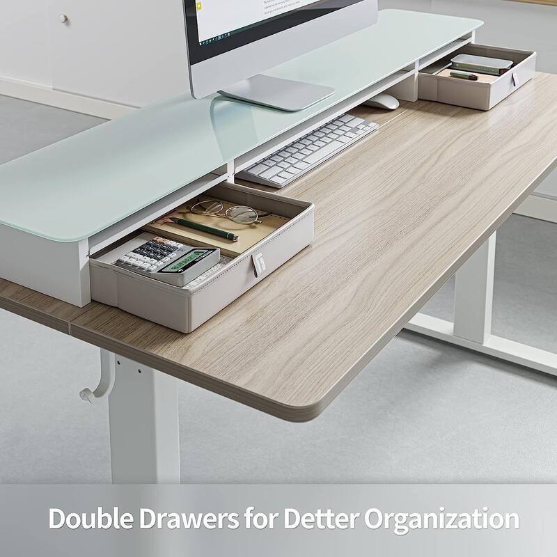 FEZIBO/Home Office Furniture/Wood/Standing Desk With Glass Top/Desks