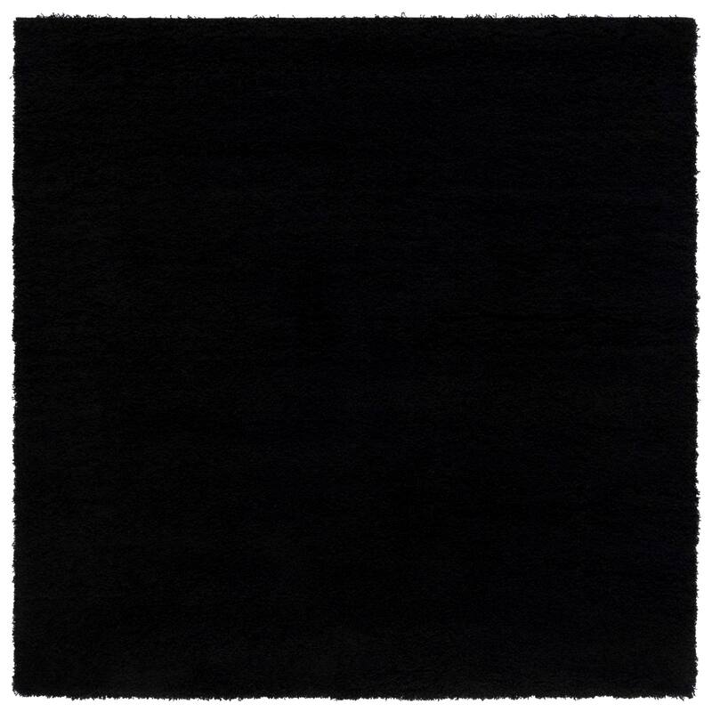 SAFAVIEH Laguna Shag Verdiana Solid Color 2-inch Thick Rug. - 6'7" Square - Black - Square