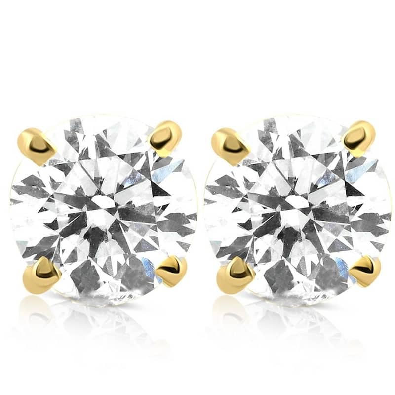 Certified 1 1/2 ct Lab Grown Diamond Studs Yellow Gold Screw Backs