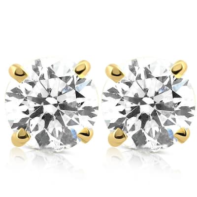 Certified 1 1/2 ct Lab Grown Diamond Studs Yellow Gold Screw Backs