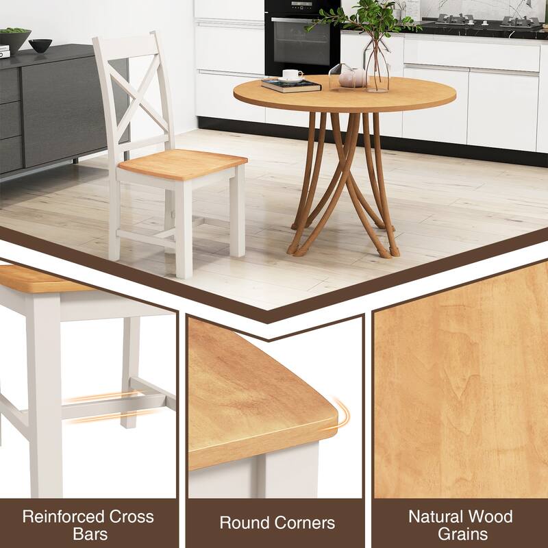 Gymax Modern Wooden Dining Chairs Set of 2 w/ High Back Rubber Wood