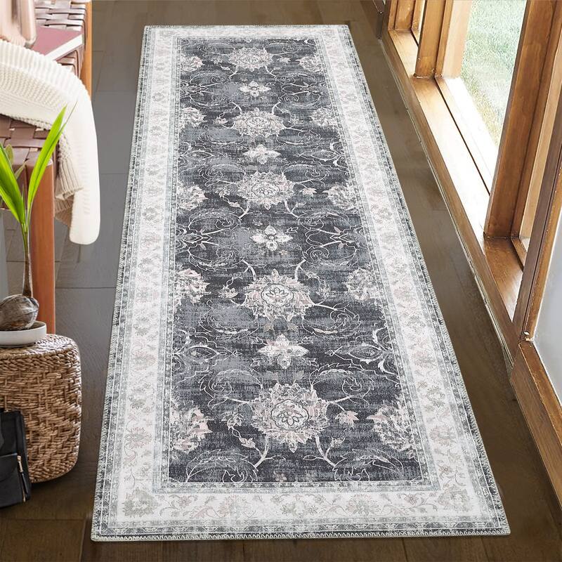 Garvee Boho Rugs Bohemian Rugs Floral Distressed Area Rug
