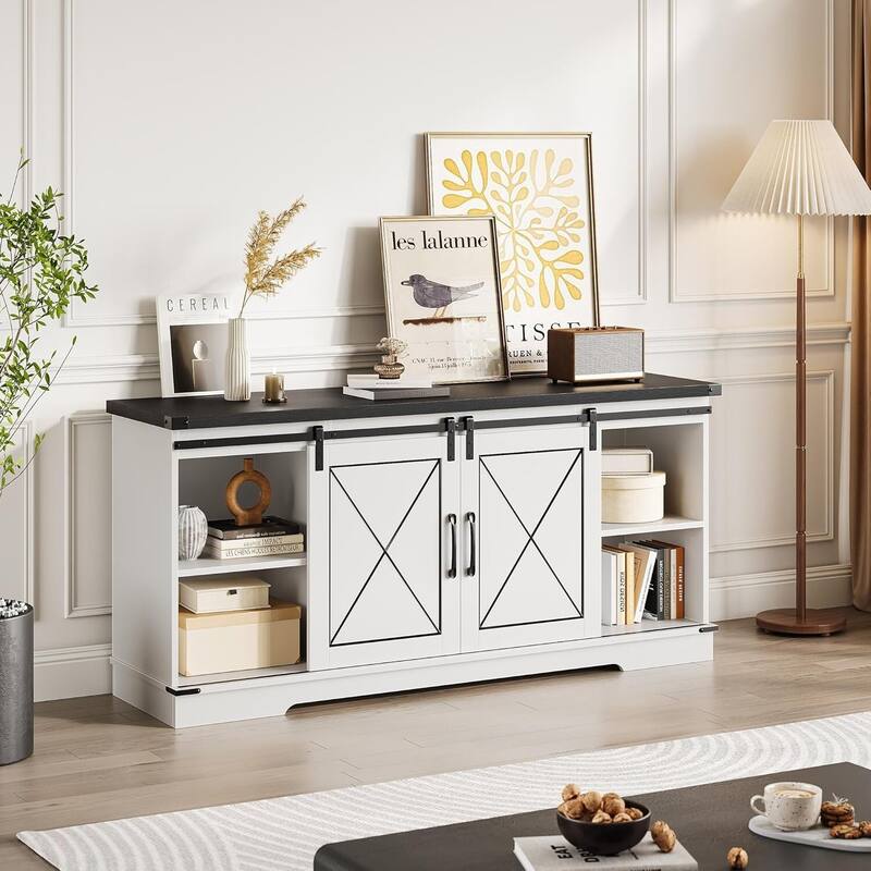 Modern Farmhouse TV Stand and Entertainment Center for TV Up to 65 Inches - N/A