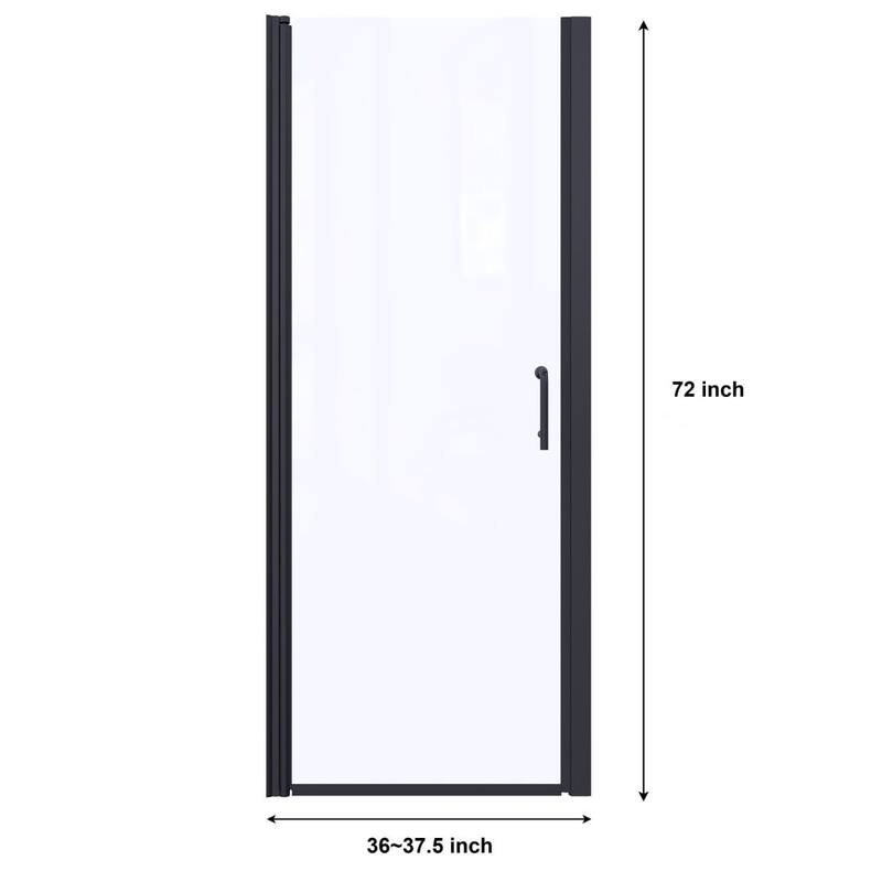 Adjustable Width: 30"/32"/34"/36"W*72"H Semi-Frameless Pivot Shower Door with Reversible Installation - 72"x36" - Black