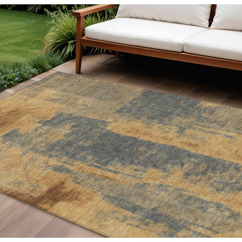 HomeRoots Abstract Transitional Rectangle Outdoor Rug - 9' X 12'