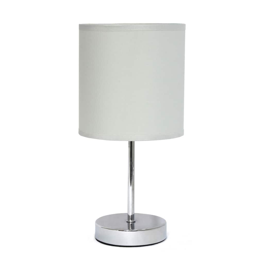 Traditional Petite Table Lamp with Drum Shade - 11.75" - Silver and Slate Gray