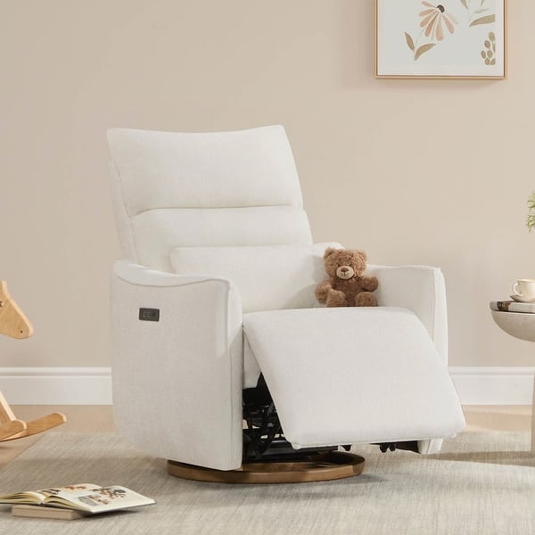 slide 2 of 36, Power Swivel Recliner Chair Dual-Motor Nursery Glider with Lumber Pillow Cream