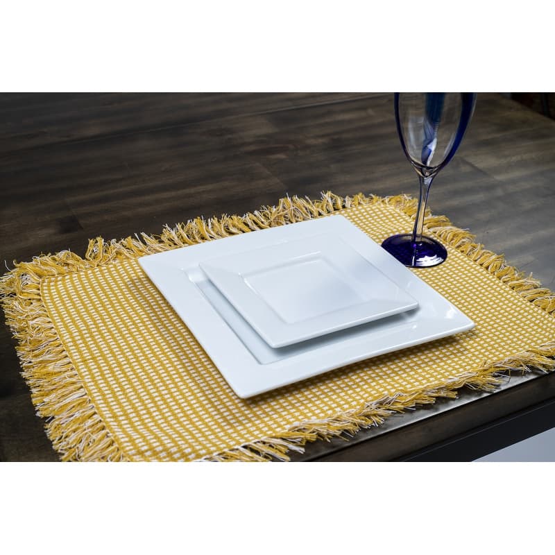 Homespun 100 Cotton Placemat 13x19 (Set of 4) - Gold