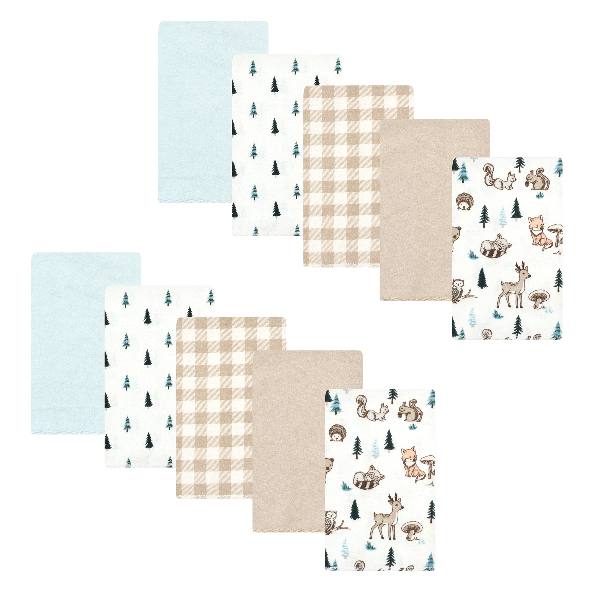 Hudson Baby Infant Boy Cotton Flannel Burp Cloths, Boy Woodland Pals 10-Pack, One Size - Boy Woodland Pals 10-Pack - One Size