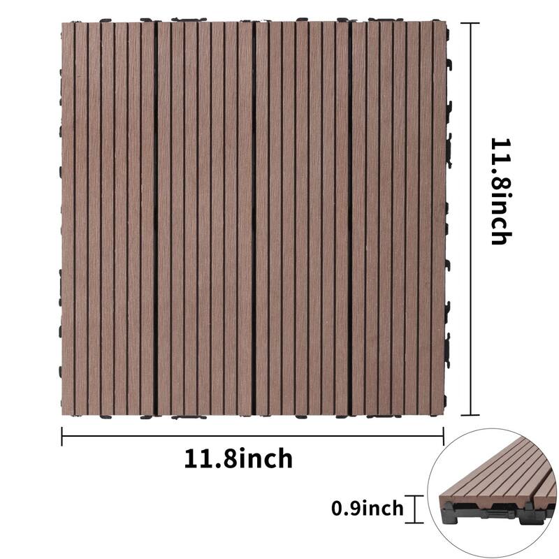 11.8" x 11.8" square wood-plastic composite deck tiles