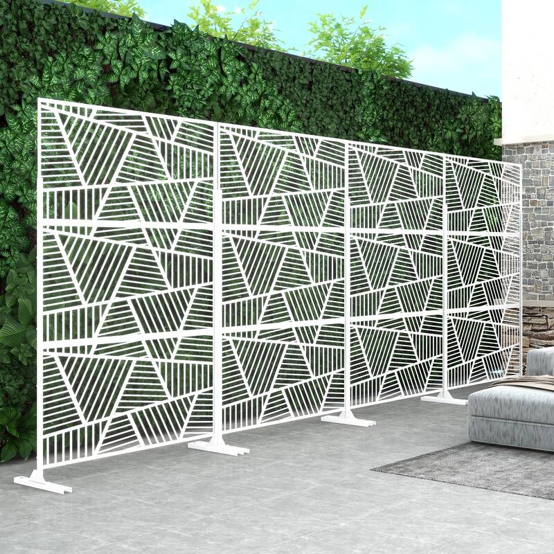 Metal Privacy Screen Wall Decoration Free Standing-6.3 ft. H X 4 ft. W