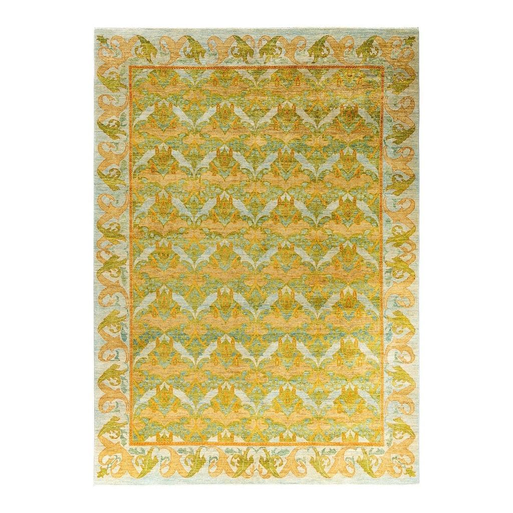 Overdyed, One-of-a-Kind Hand-Knotted Area Rug - Green - 8' 10" x 12' 3"