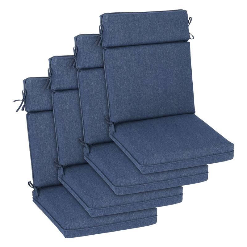 Aoodor Outdoor High Back Dining Chair Cushion Set, 44"x21"x3.2", Set of 4 - 44"x21"x3.2" - Navy Blue