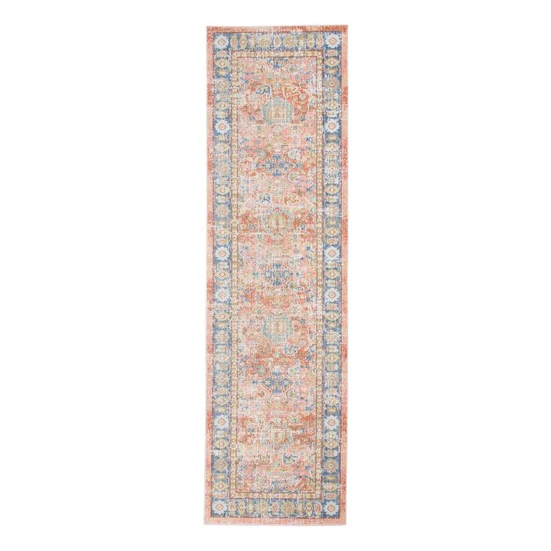 Porch & Den Queens Vintage Polyester Area Rug - 2'6" x 8' Runner - Coral