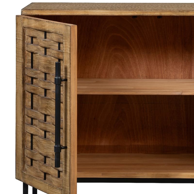 Osin Accent Buffet Cabinet, Woven Door Front, 41 Inch Natural Brown
