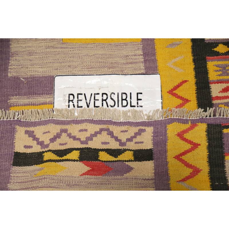 Hand Woven Oriental 100% Wool Carpet Southwestern Tribal Yellow & Gold Kilim Area Rug - 5' 0'' X 3' 3''
