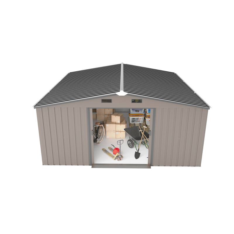 10*12ft 0.25mm Steel Plate, Surface Protective Film, Two Daylight Windows, Two Colors Can Be Freely Selected Storage Sheds