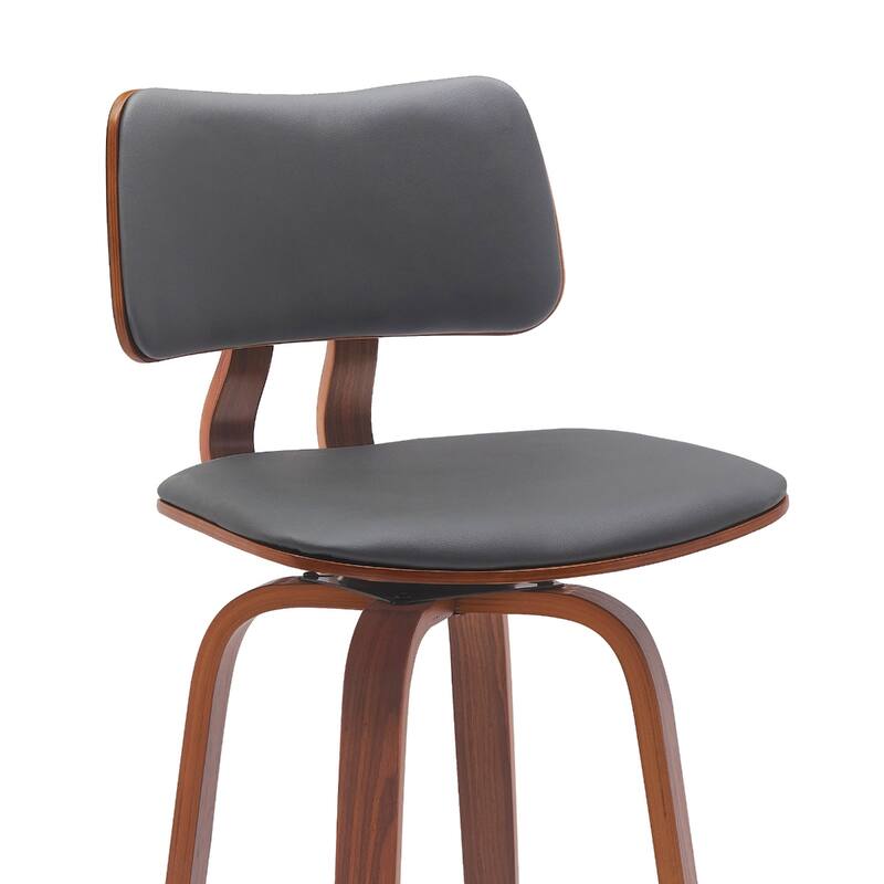 Faux Leather Armless Counter Height Bar Chair with Wood Frame, Swivel and Footrest