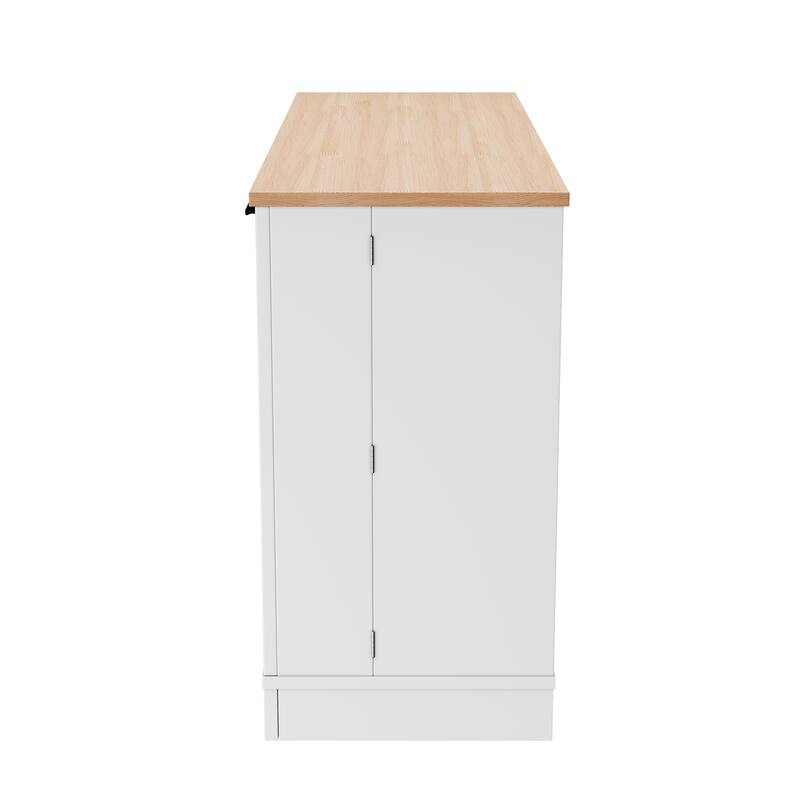 Modern Sideboard Kitchen Island with Drawer & Pull-Out Rack, Buffet Cabinet Storage Cabinet for Dining Room & Entryway