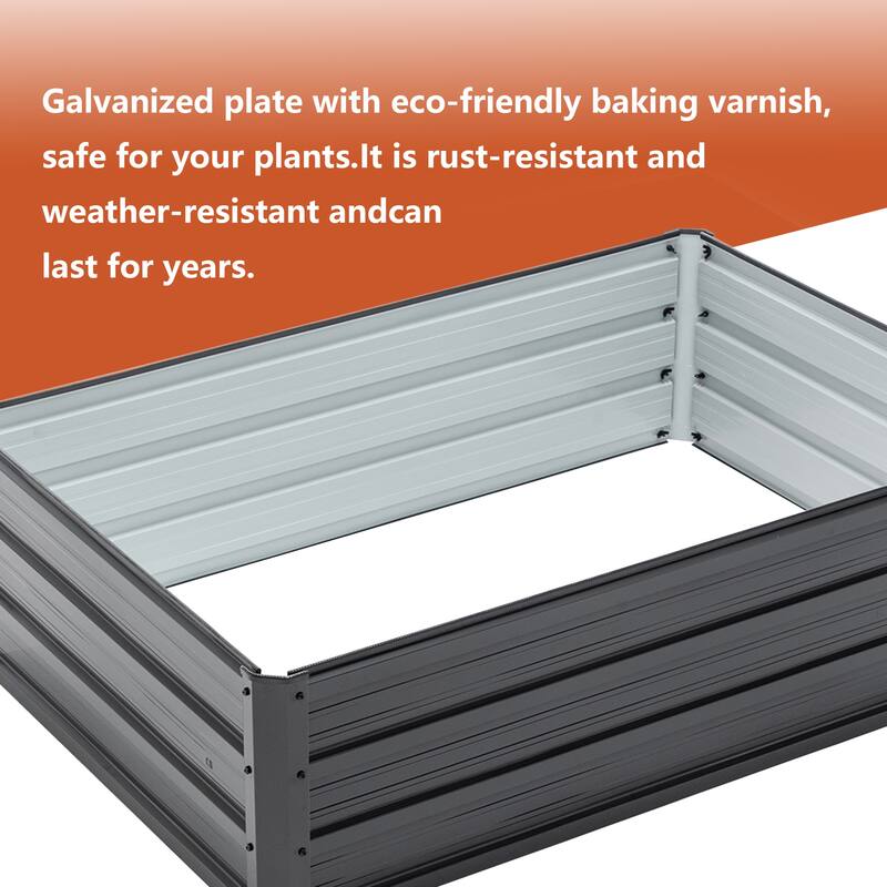 4x3x1ft Metal Raised Garden Bed,Deep Root Outdoor Galvanized Planter Box,Patio Kit Planting Beds