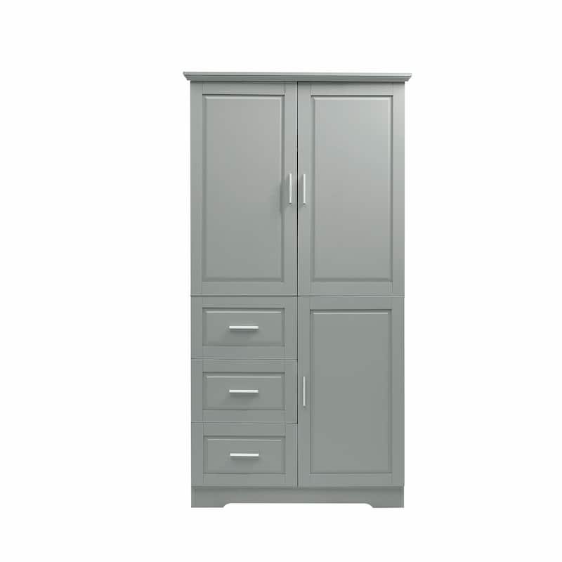 Tall and Wide Storage Cabinet with Doors and Three Drawers