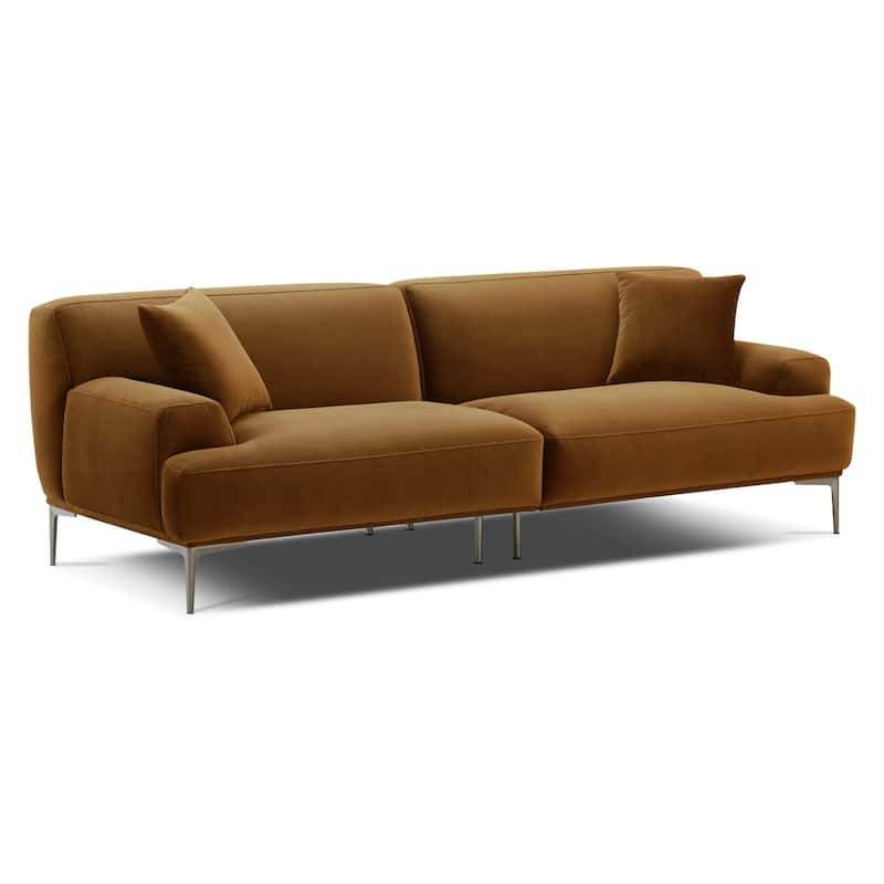 Mineta 92" Velvet Performance Fabric Sofa - Ginger Brown