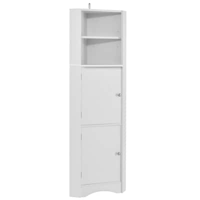 MDF Tall Bathroom Corner Cabinet Storage Cabinet With Doors And Adjustable Shelves