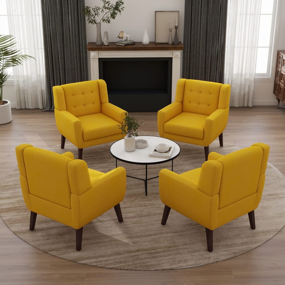 Set of 4 Accent Chairs Cotton Armchair for Living Room