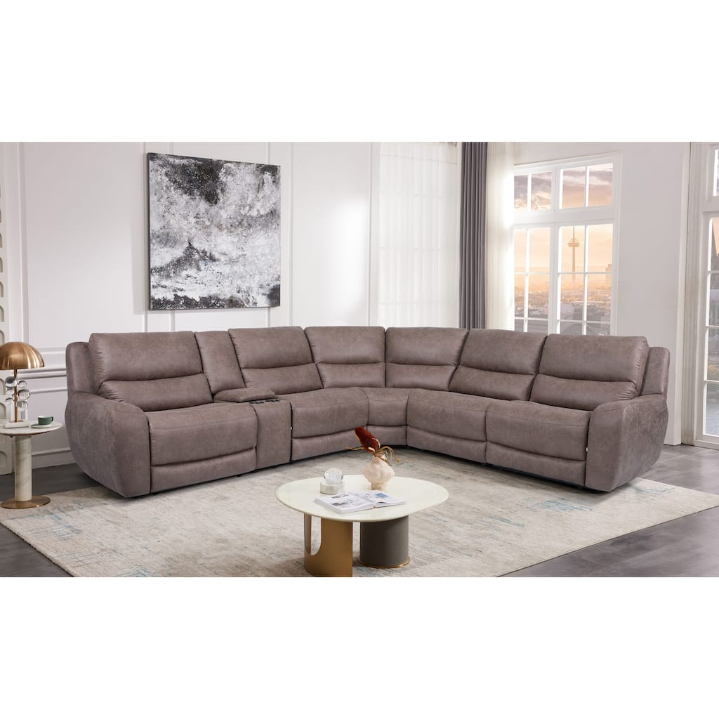 Furniture of America Khalid Modern Sectional Sofa with Dual Power Recliners and Hidden Console