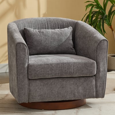 Upholstered Swivel Accent Sofa Chair with Wood Base