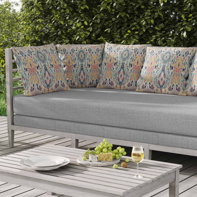 Ethnic Elegance Indoor/Outdoor Reversible Throw Pillow Blue and Orange