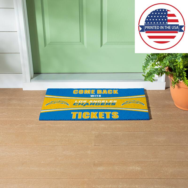 Los Angeles Chargers 28 in. x 16 in. PVC "Come Back With Tickets" Trapper Door Mat