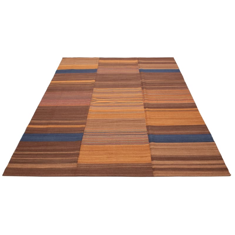 ECARPETGALLERY Flat-Weave Boho Brown Wool Kilim - 12'0 x 15'0