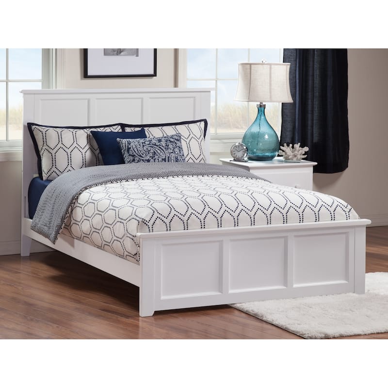 Low Profile Platform Bed with Footboard - No Foundation Needed - White Finish - Includes Turbo Charger