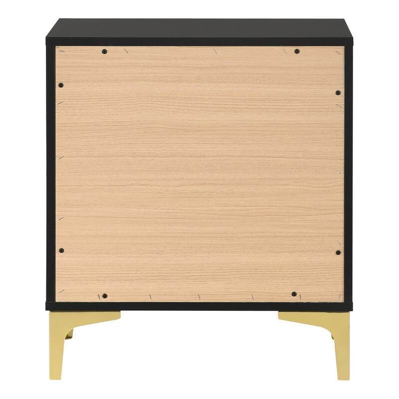 Black/Gold 2 Drawer 21.75 in. W Nightstand with Sturdy Hardware and Ample Storage