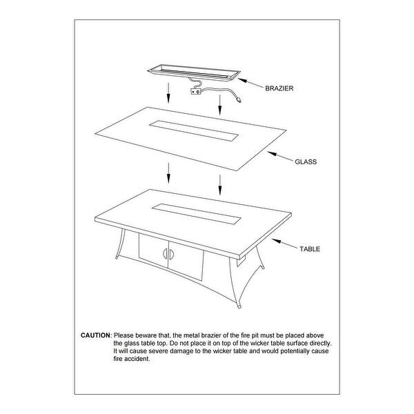 Wicker Square Fire Pit Table with Cover and Bowl by Moda Furnishings(Table Only) - N/A