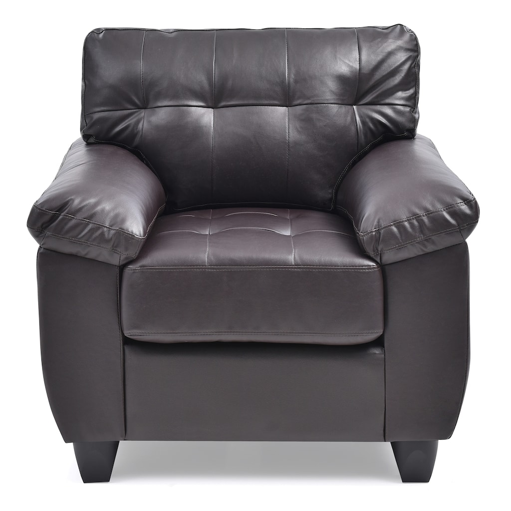 Solid Tufted Upholstered Accent Chair - 36" - Pewter Black