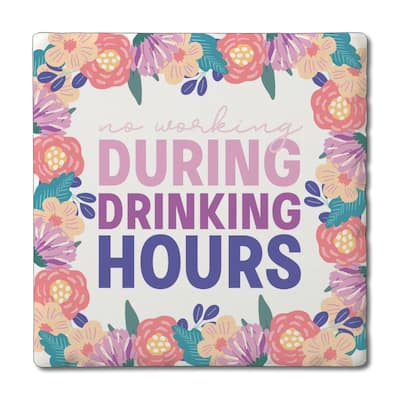 No Working 4 Pack Absorbent Stone Coasters with Cork Backing 4" Square Made in The USA Absorbent Wipes Clean