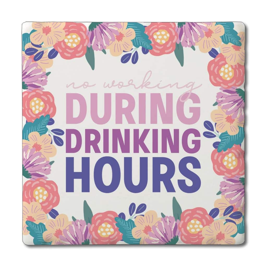 No Working 4 Pack Absorbent Stone Coasters with Cork Backing 4" Square Made in The USA Absorbent Wipes Clean