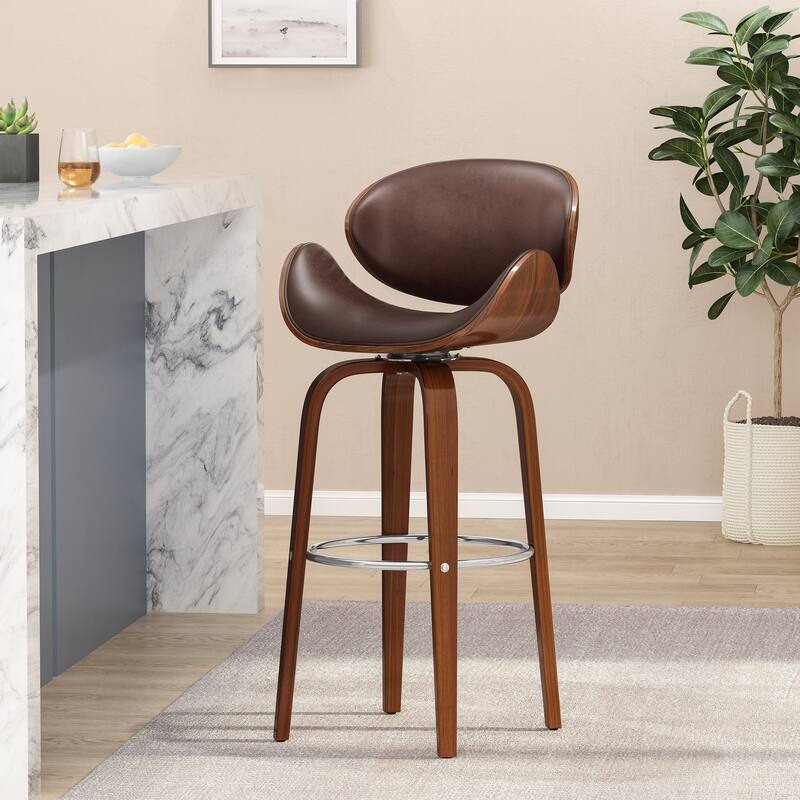 Mid-Century Modern Bar Stool，Bentwood Swivel Bar Stool