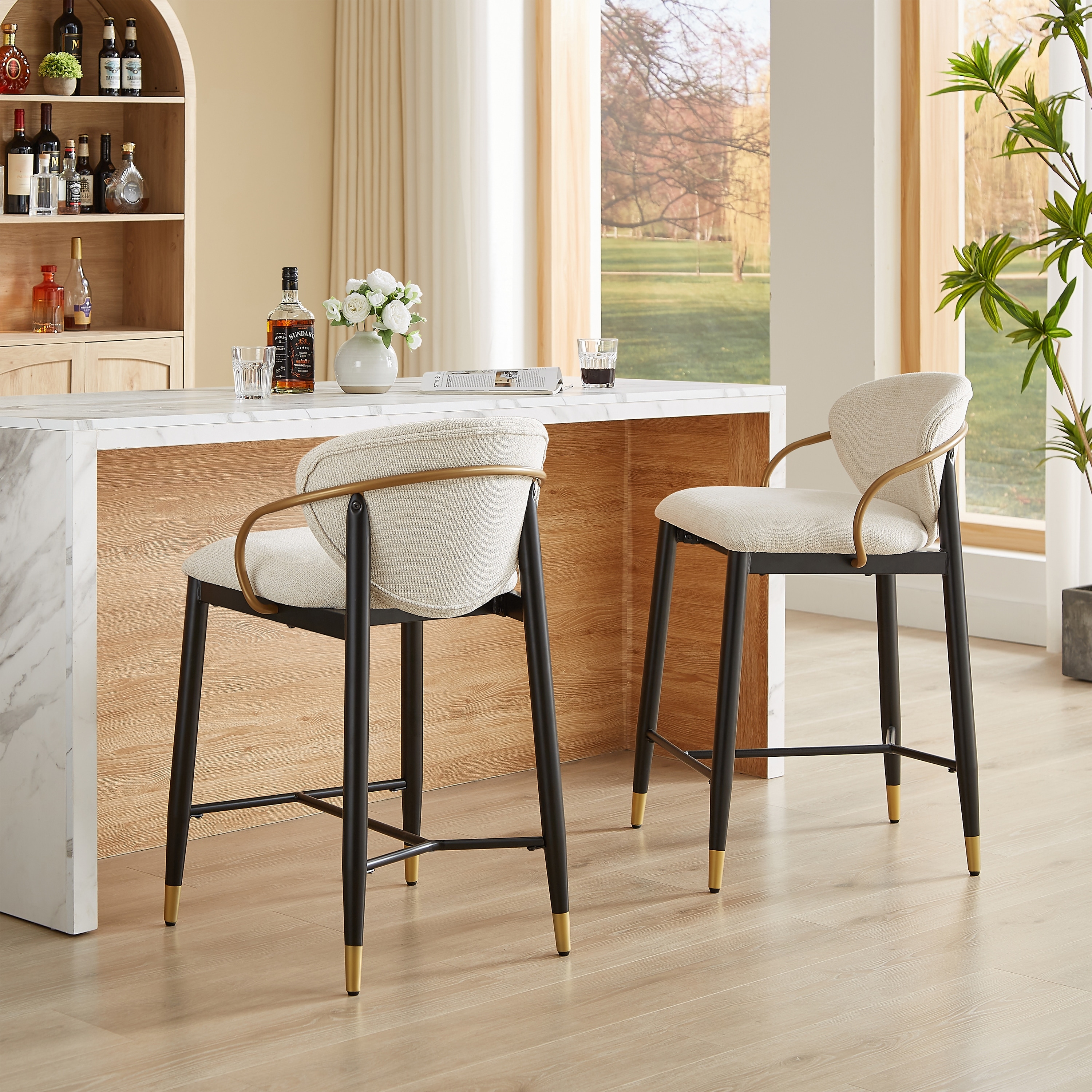 Christopher Knight Home Mateo Modern Upholstered Counter Stool with Supportive Back Design (Set of 2)