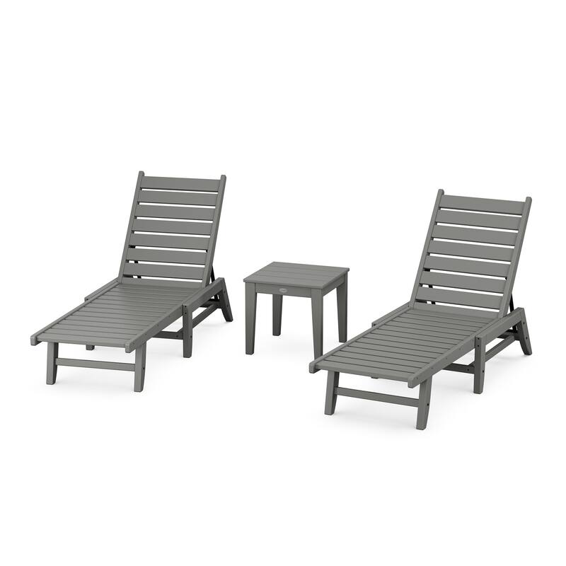 POLYWOOD 3-Piece Canyon Chaise Lounge Set - Slate Grey