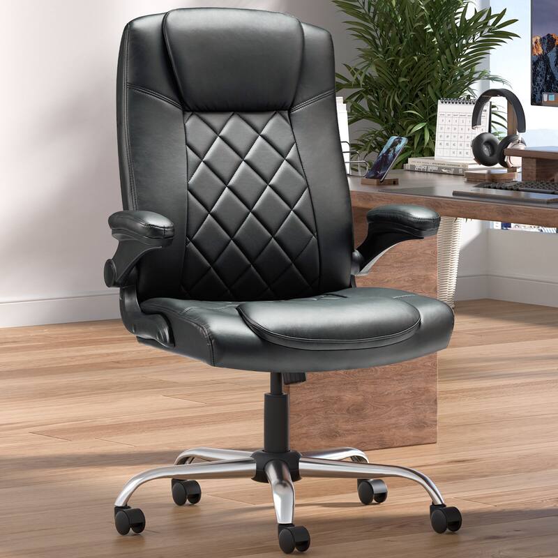 Executive Office Chair w/ Flip-Up Arms & Lumbar Support