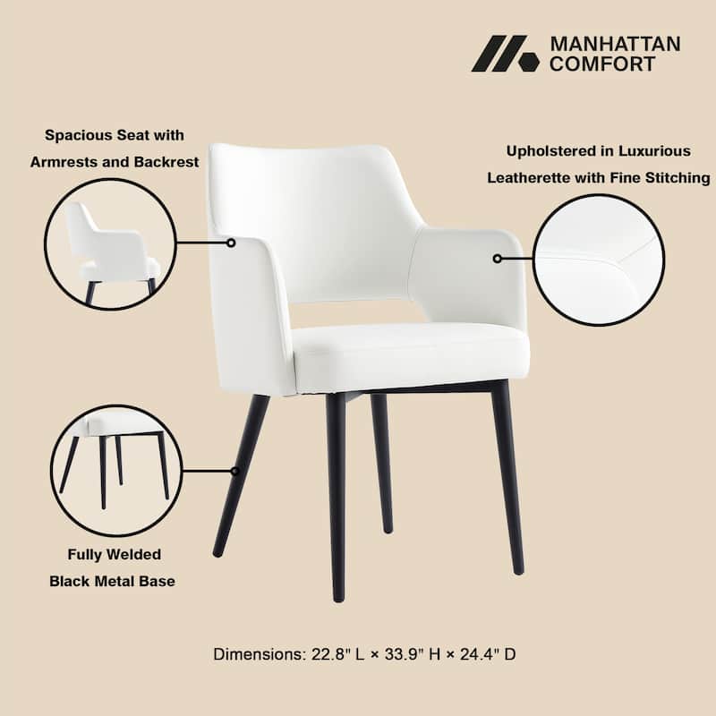 Manhattan Comfort Tremont Leatherette Dining Arm Chair with Metal Legs