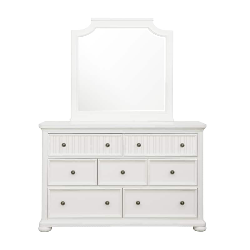 Savannah Beveled Dresser Mirror - White Finish - 1.89"W x 37.76"H x 37.8"D