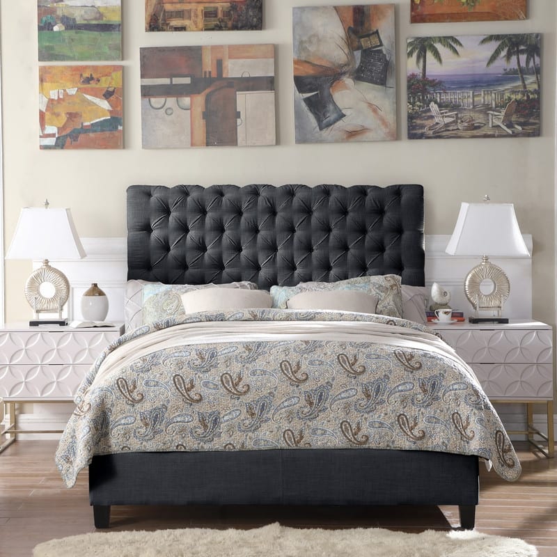 Calia Diamond Tufted Upholstery Chesterfield Platform Bed