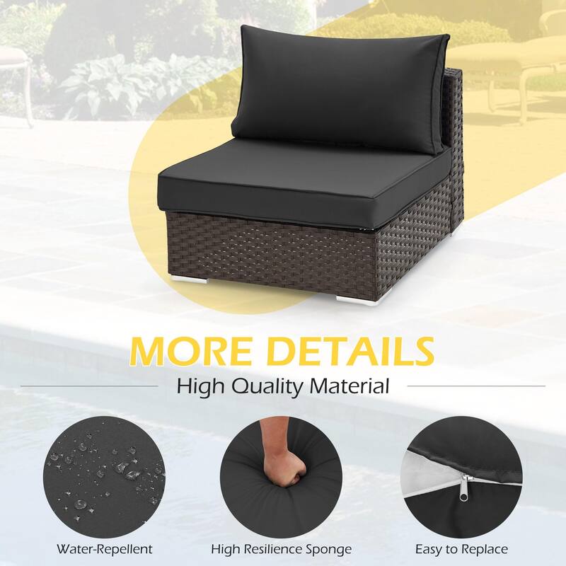 Outdoor Replacement Cushions for Patio Furniture, Waterproof & Non-Slip 4" Sofa Cushions, 6-Seat Conversation Sets, UV-Resistant