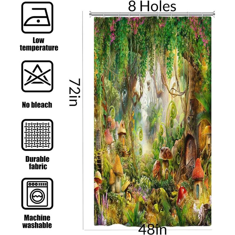 Waterproof Natural Plant Mystical Floral Bath Curtain, 48x72 Inches
