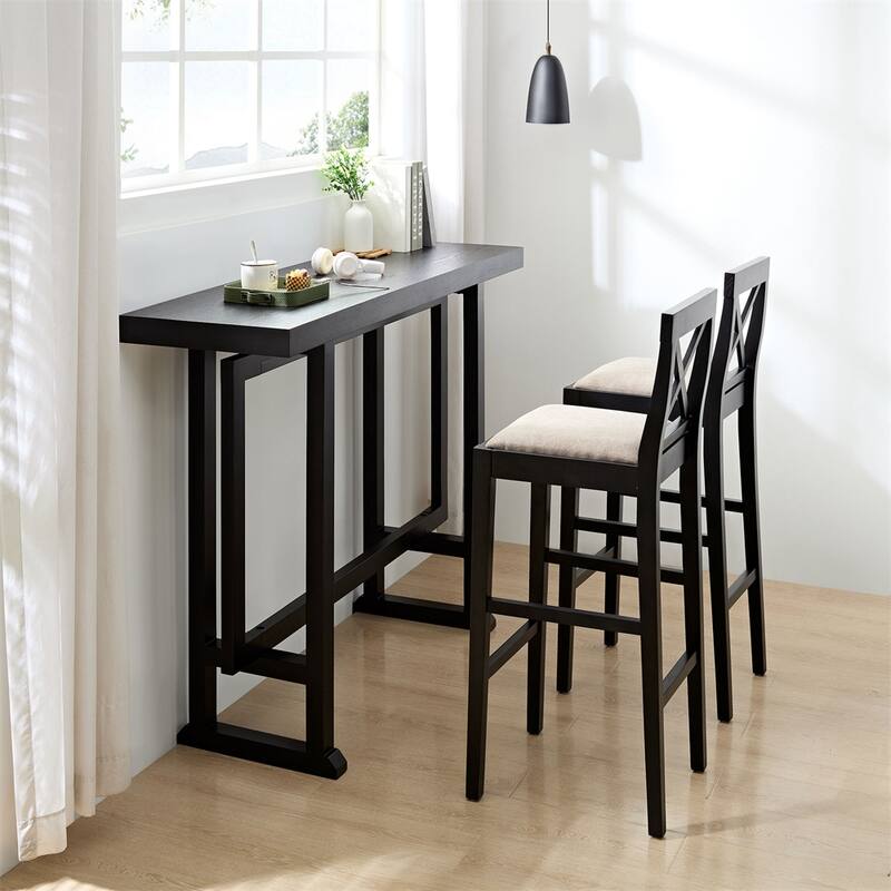 Bar Chair Counter Height Stool with Backrest, Padded Seat & Footrest