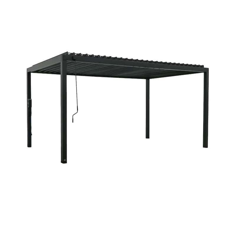 Backyard Discovery Sarasota 16'x10' Galvanized Steel Louvered Pergola - Black - 16'2" x 9'9"